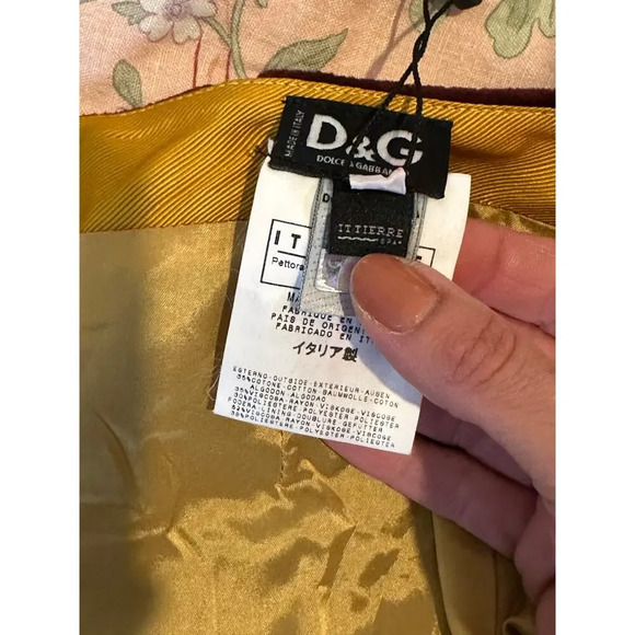 Dolce & Gabbana Vintage Velvet Ittierre Textured Burgundy & Gold Skirt Size US 6 - Picture 10 of 16